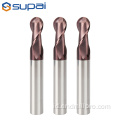 Solid carbide 2 seruling bola hidung ujung